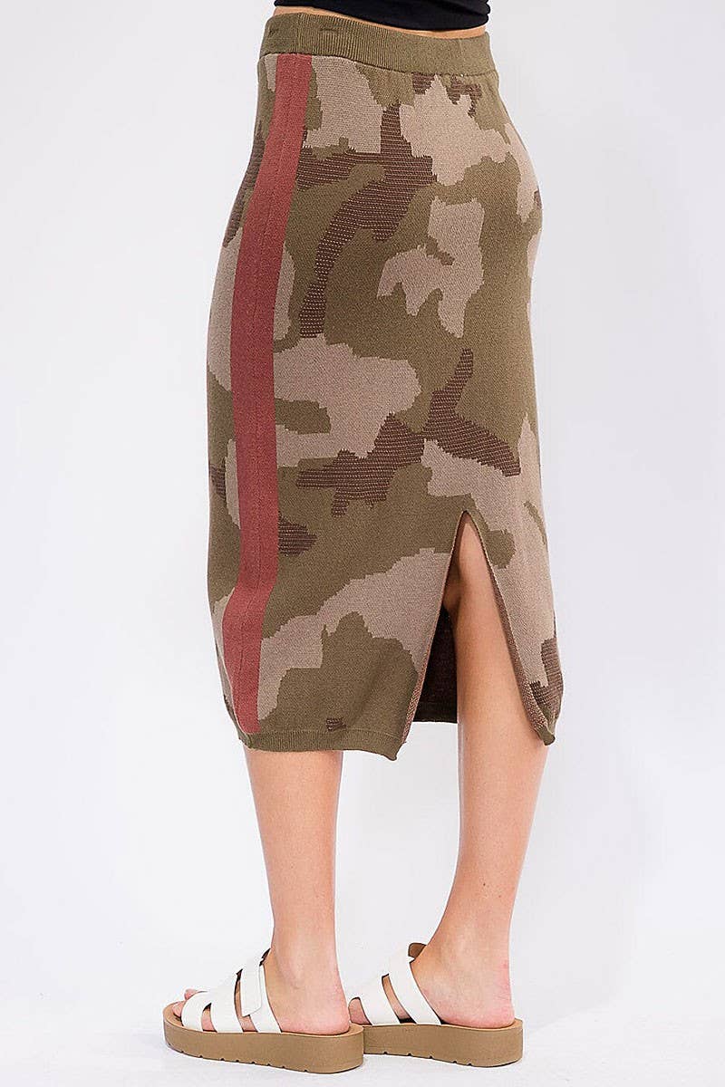 Camo Chic Midi Skirt