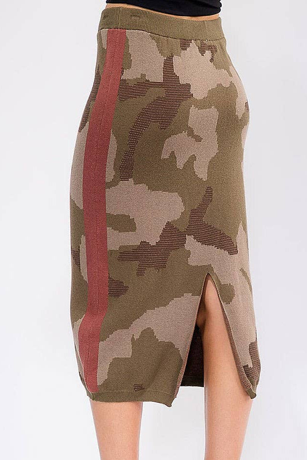 Camo Chic Midi Skirt