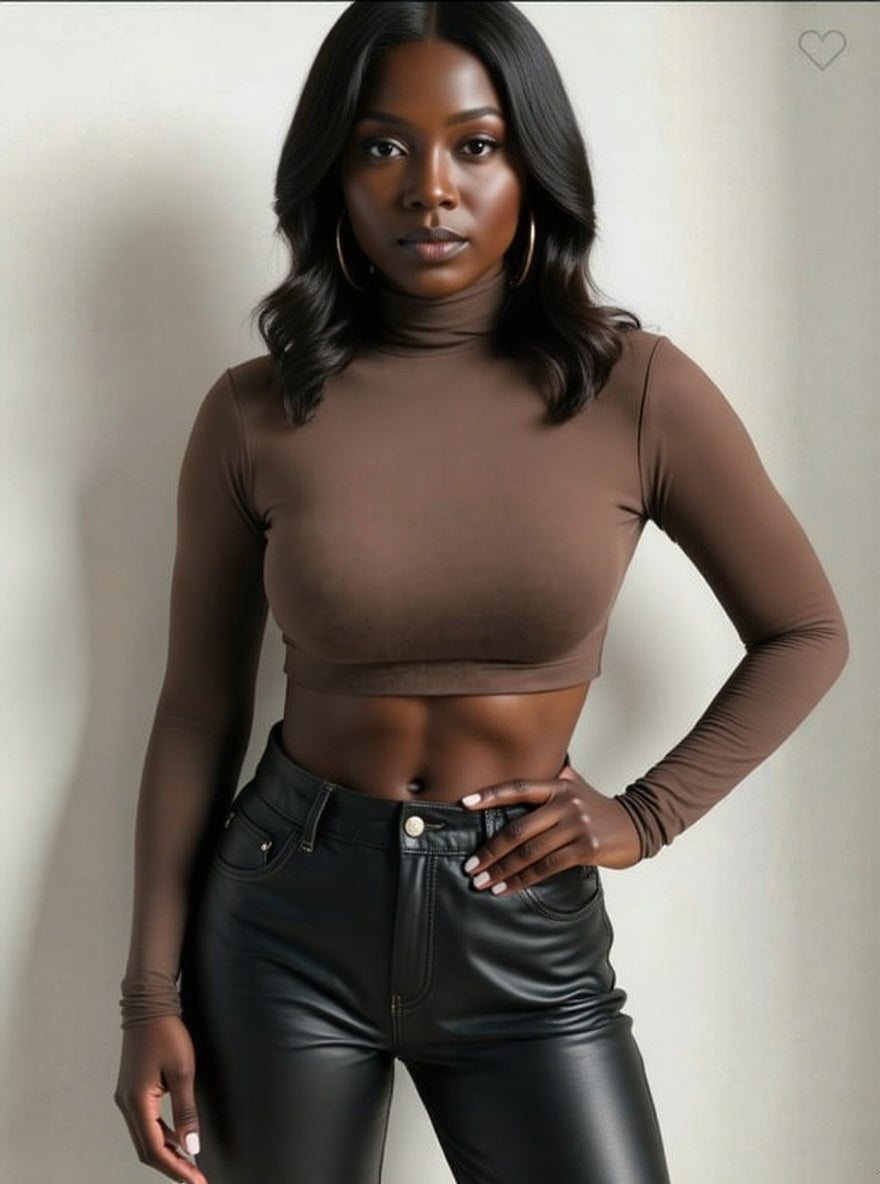 Bailey Cropped Turtleneck Top