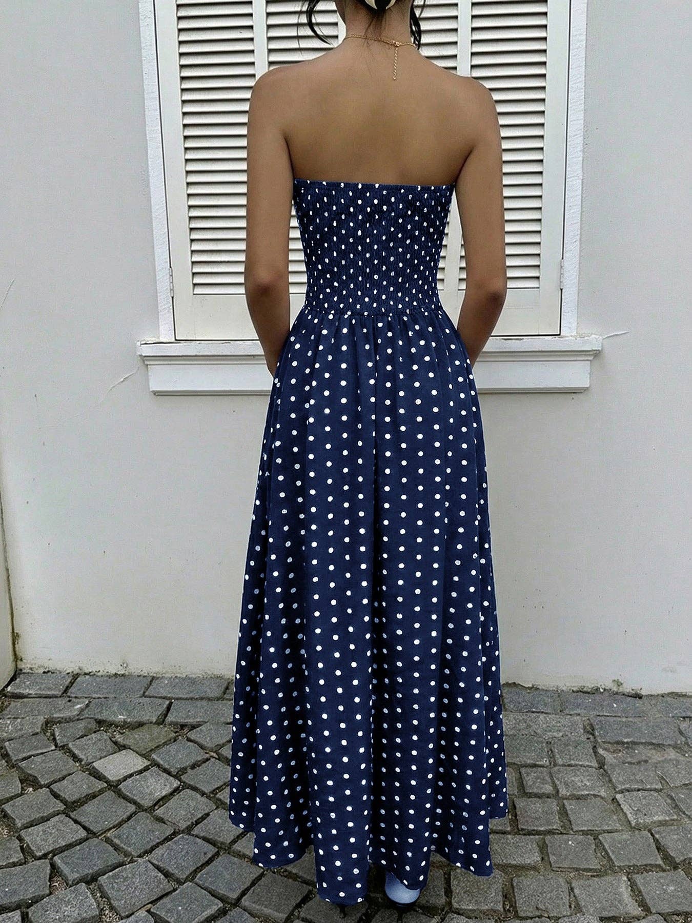 Loni Polka Dot Strapless Dress