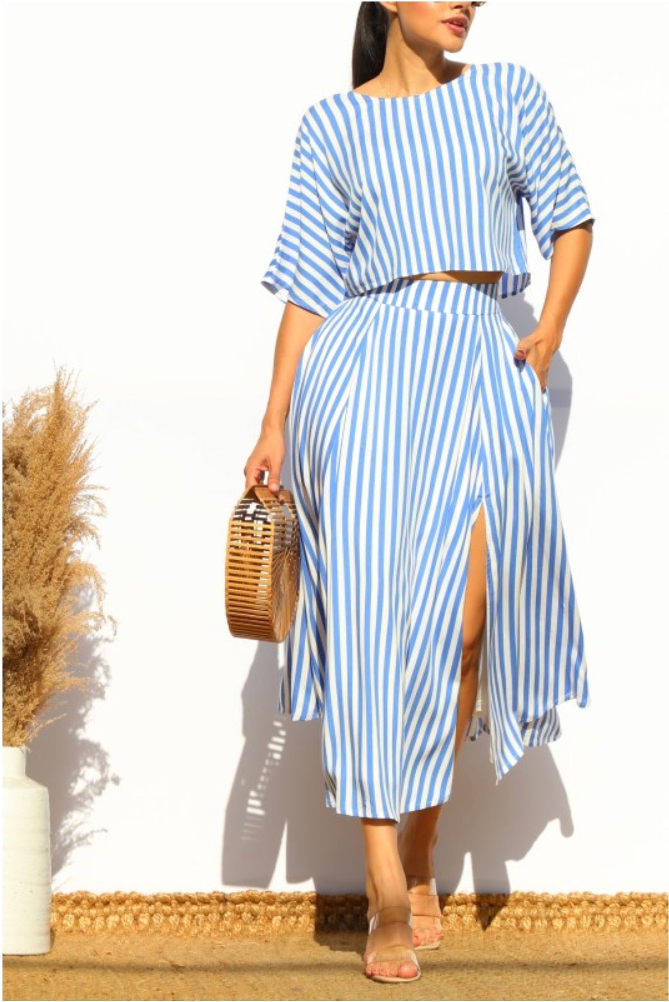 Kristie Stripe 2-Piece Skirt Set