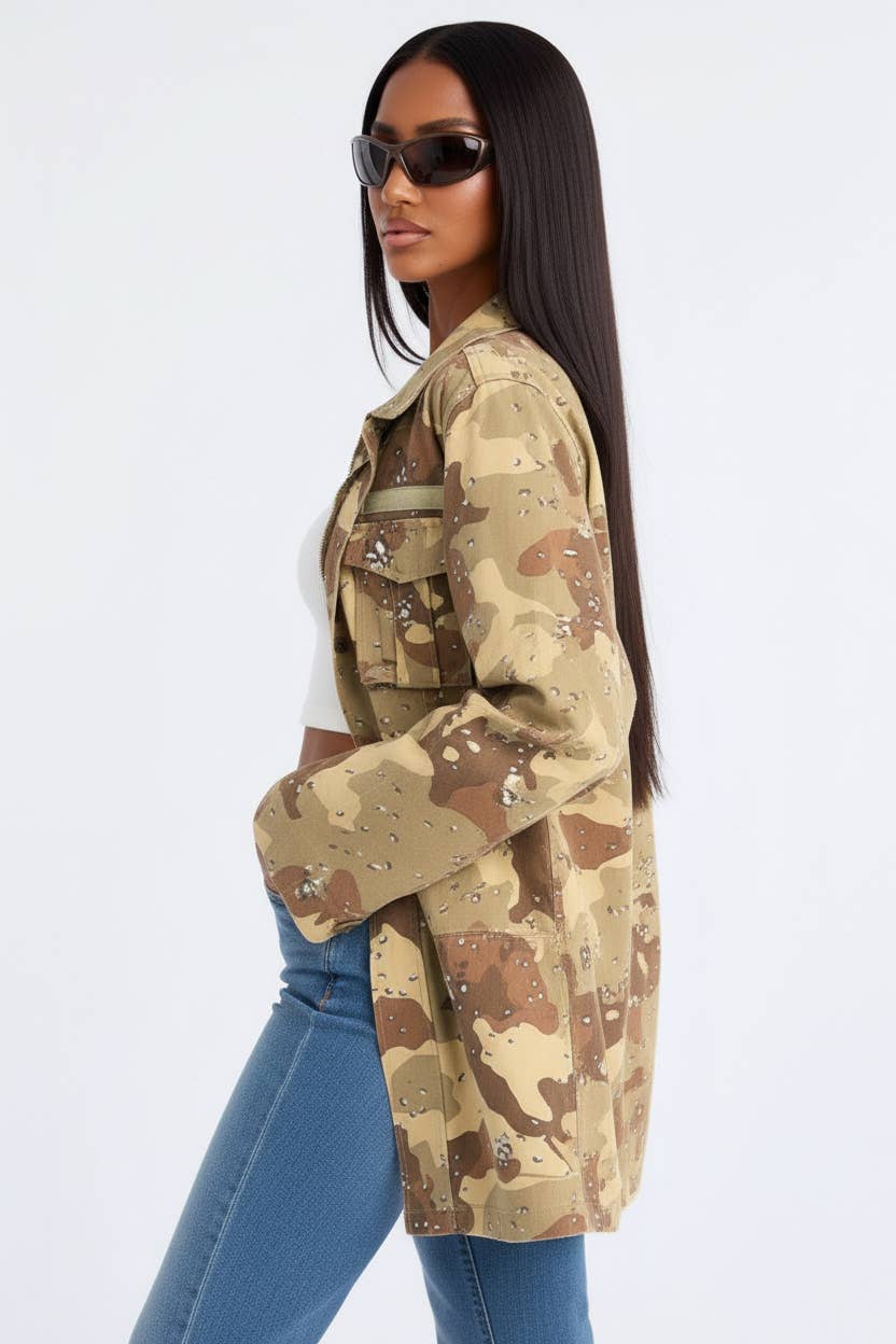 Combat Chic Camo Denim Jacket