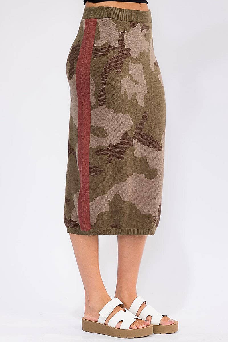 Camo Chic Midi Skirt