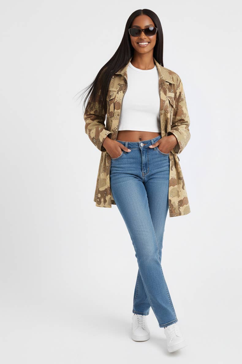 Combat Chic Camo Denim Jacket