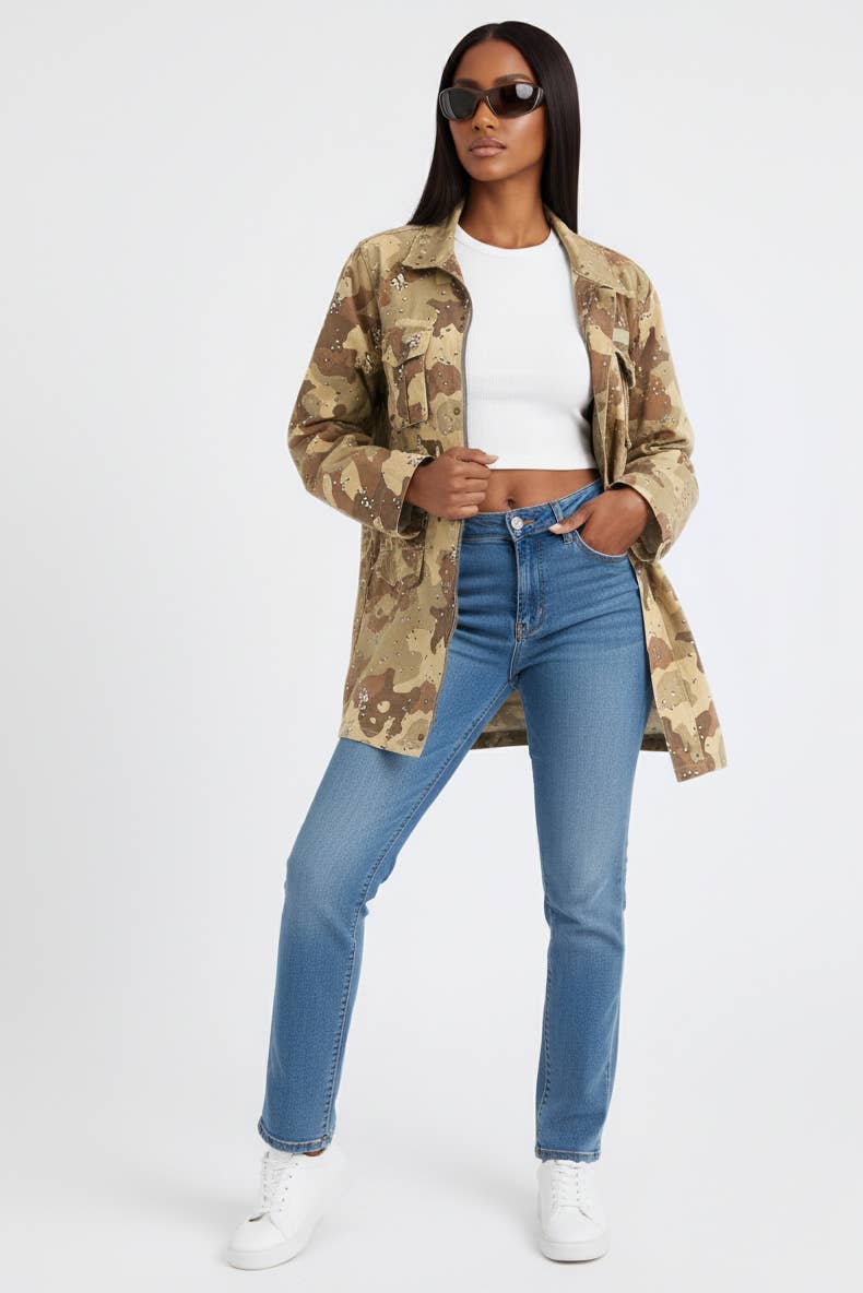 Combat Chic Camo Denim Jacket