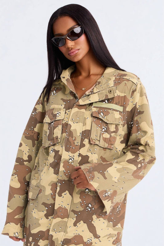 Combat Chic Camo Denim Jacket