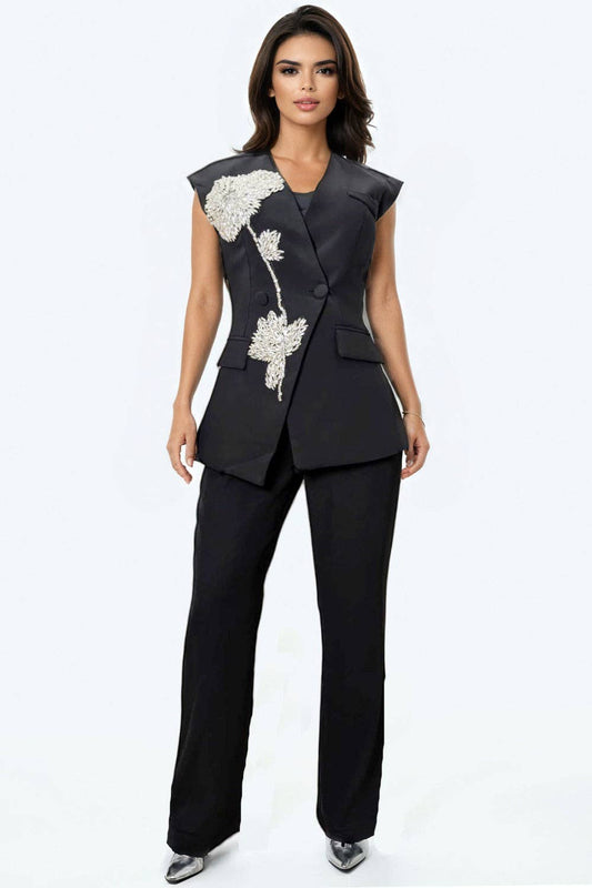 Strictly Business Beaded Pants Set