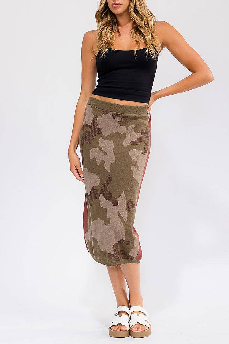 Camo Chic Midi Skirt