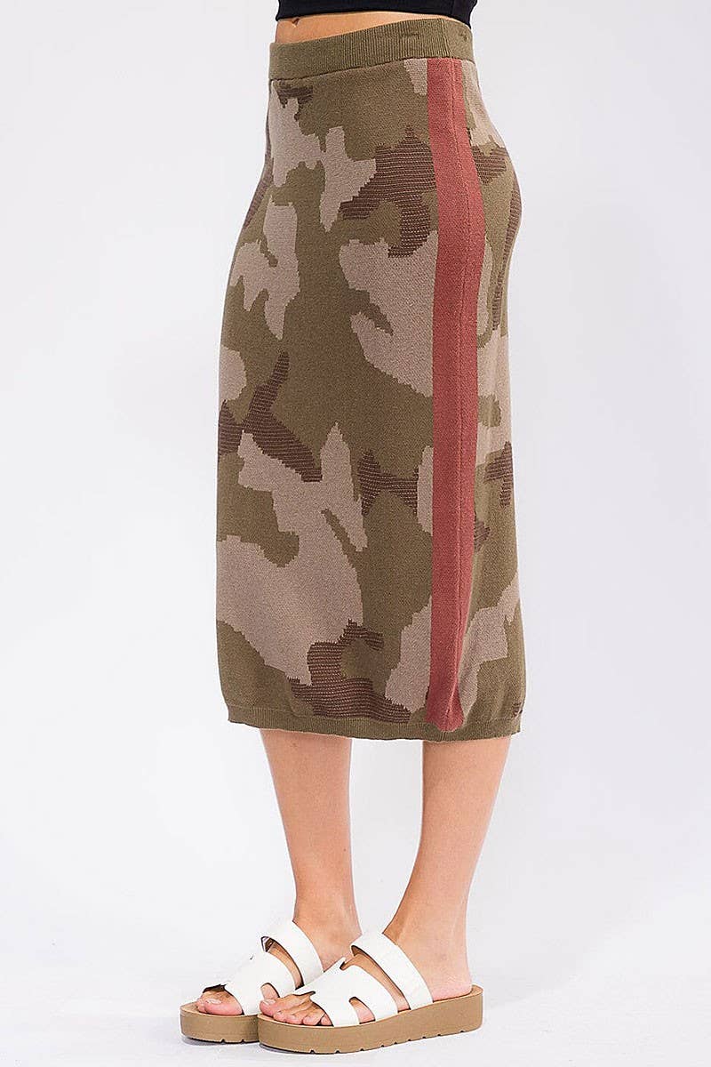 Camo Chic Midi Skirt