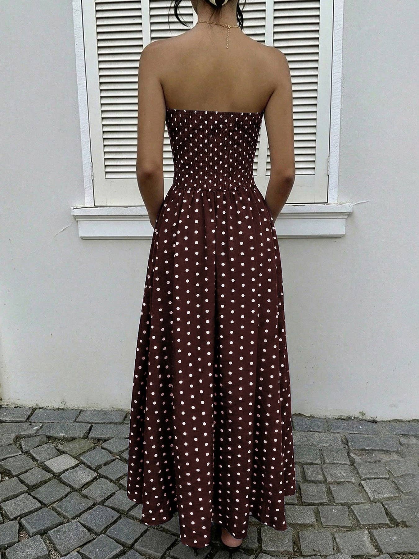 Loni Polka Dot Strapless Dress