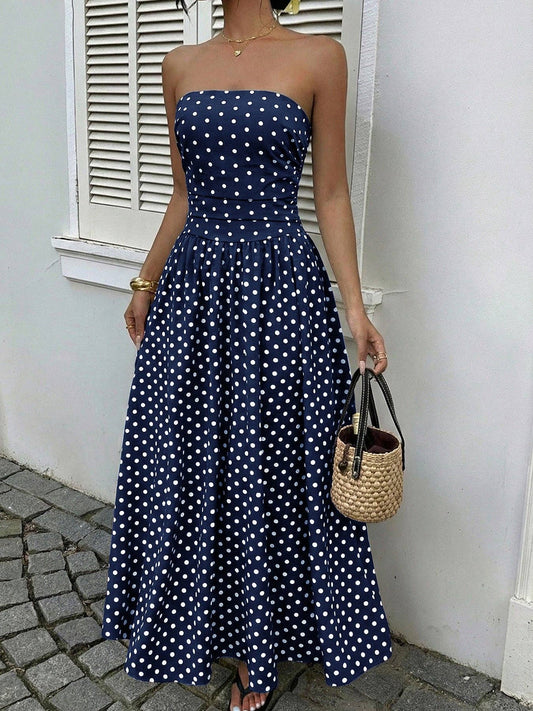 Loni Polka Dot Strapless Dress