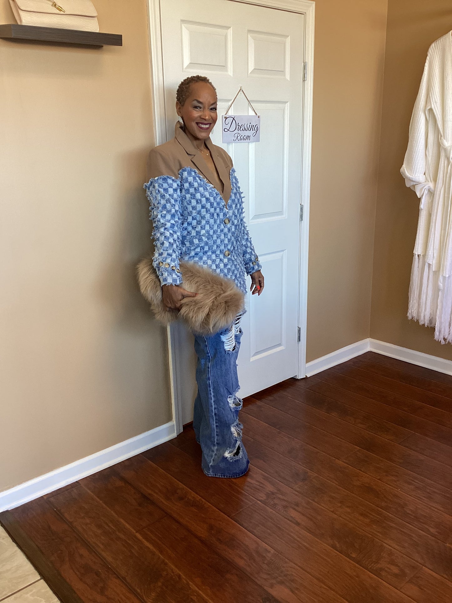 Checkered Distressed Blazer