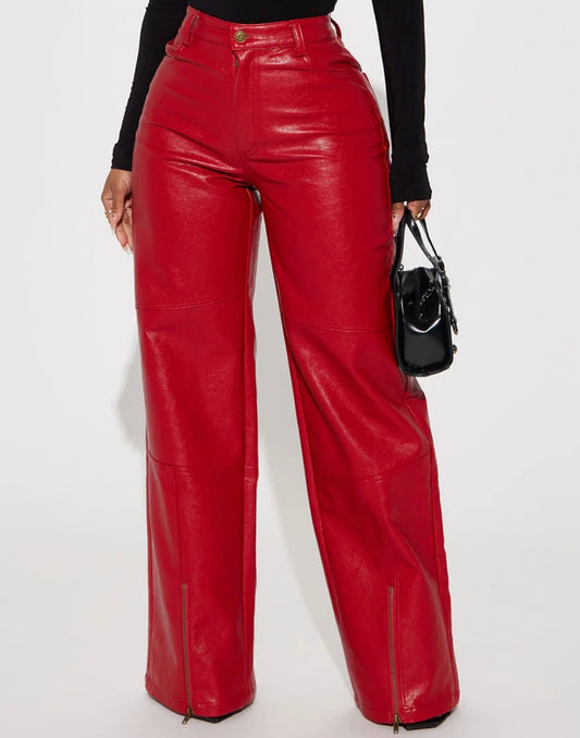 Ms. Saucy Red Leather Pants
