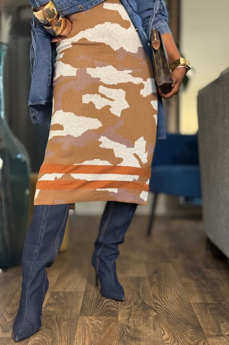 Camo Chic Midi Skirt
