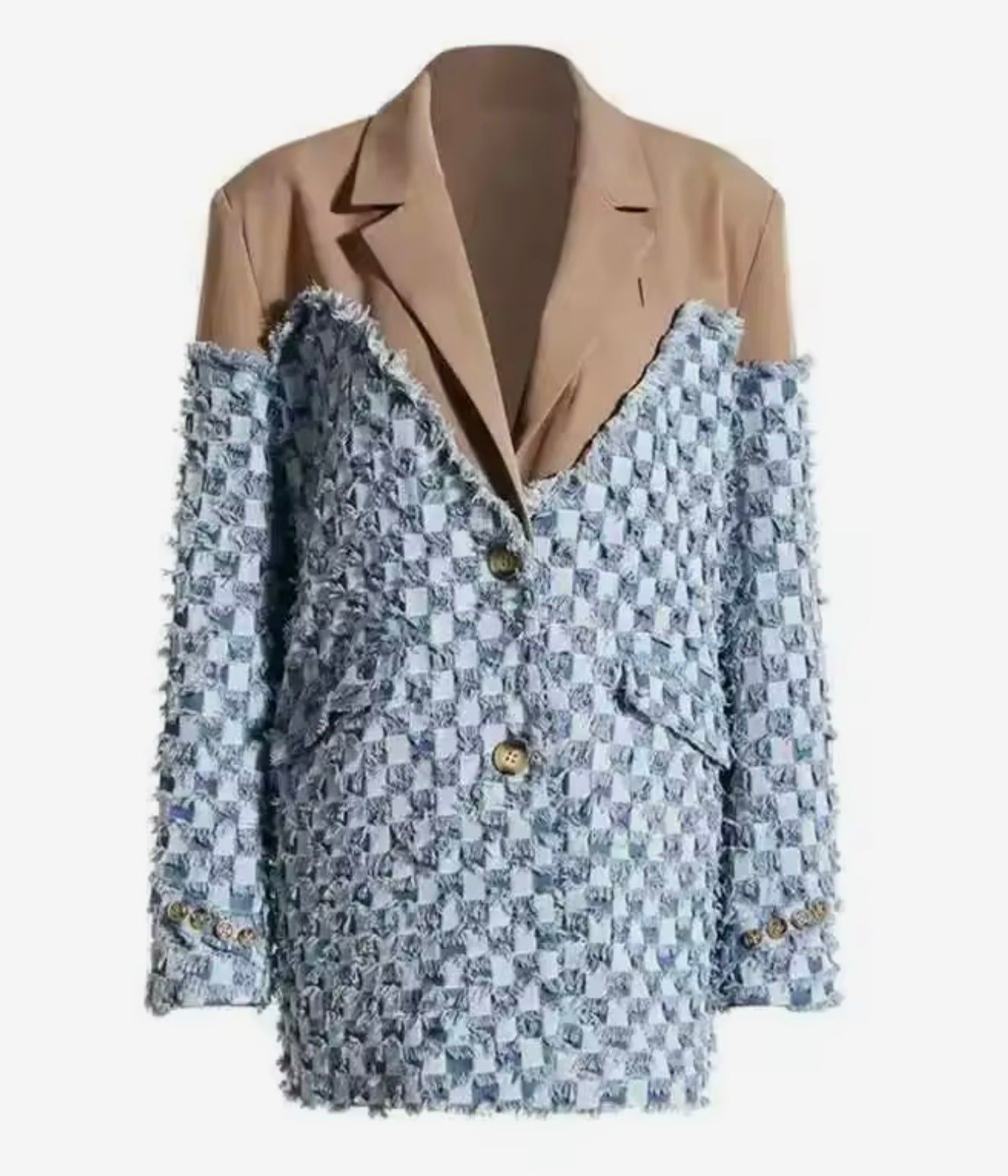 Checkered Distressed Blazer