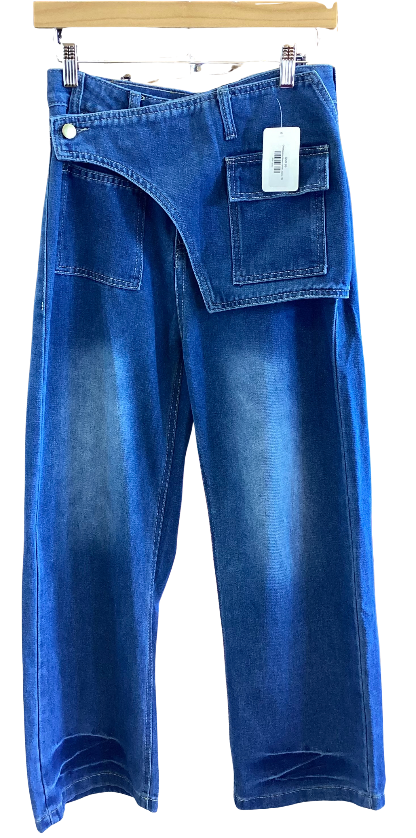 Overlapping Waist Denim Jeans