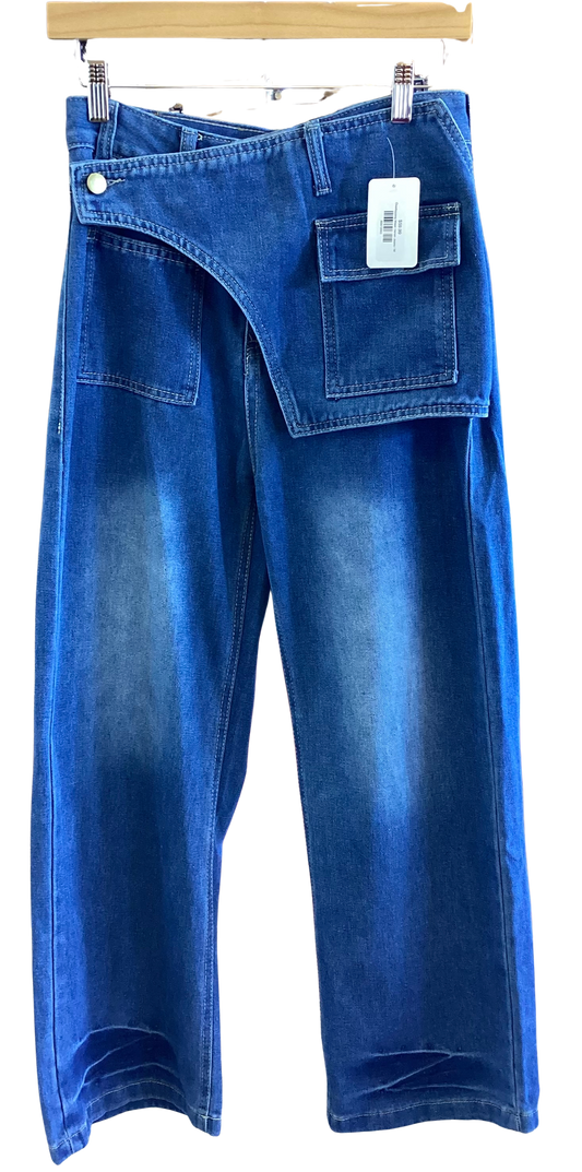 Overlapping Waist Denim Jeans