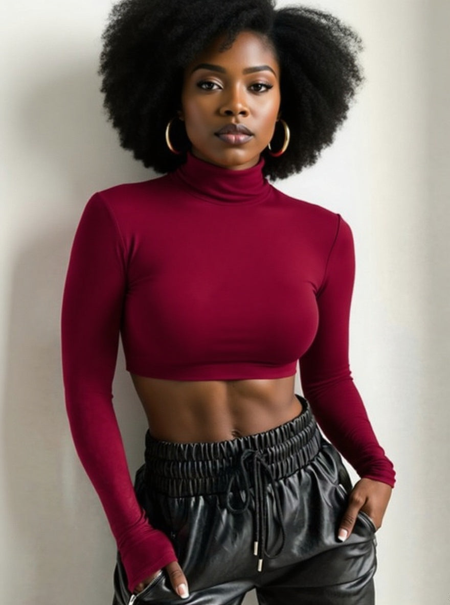 Bailey Cropped Turtleneck Top