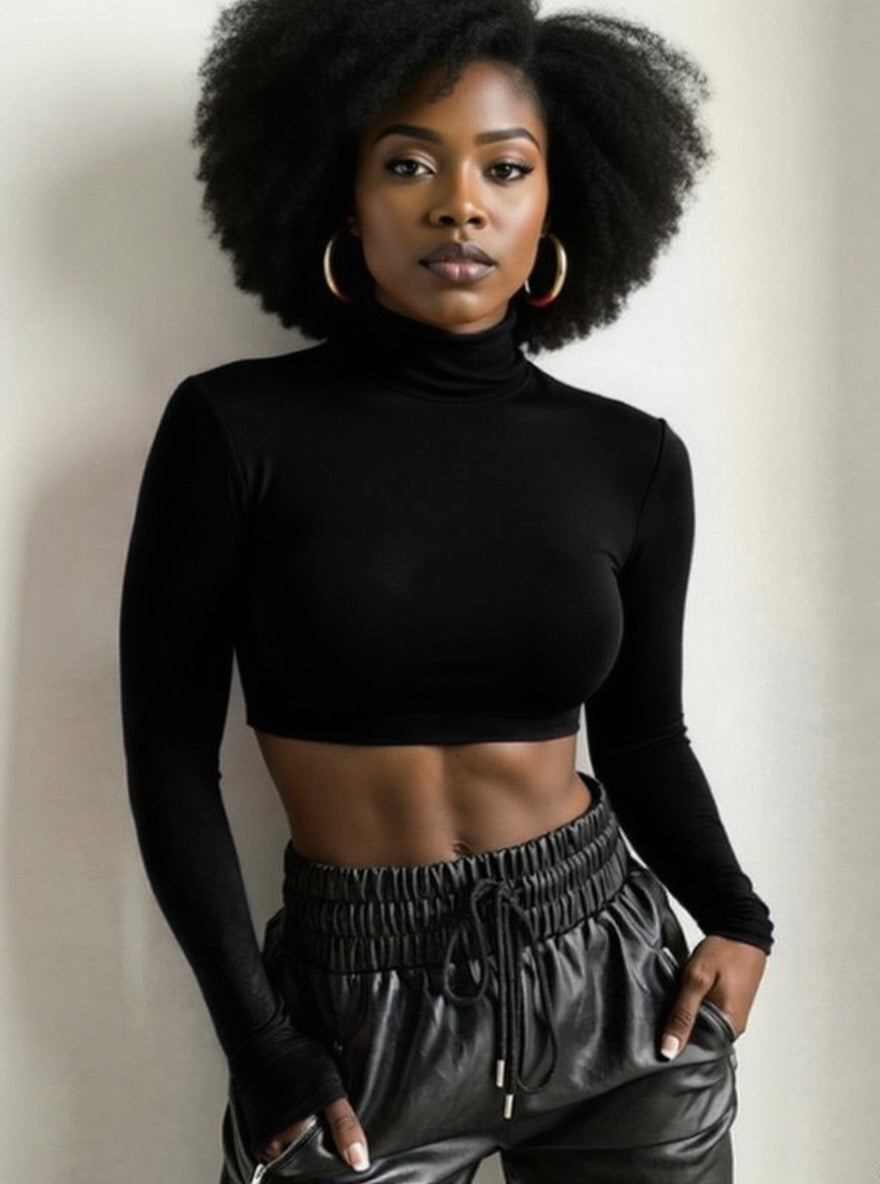 Bailey Cropped Turtleneck Top