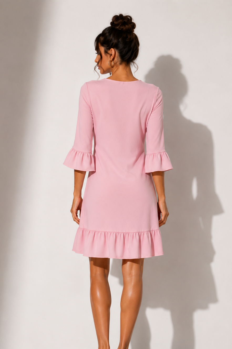 Taylor Bow Accent Ruffle Hem Dress