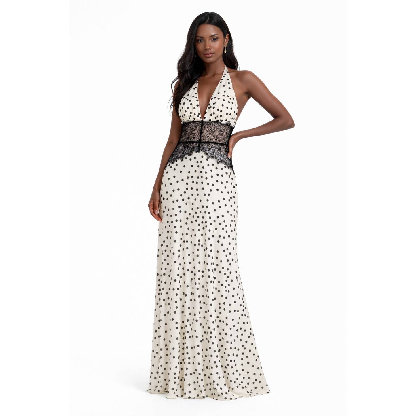 Vivian Polka Dot Lace Maxi Dress